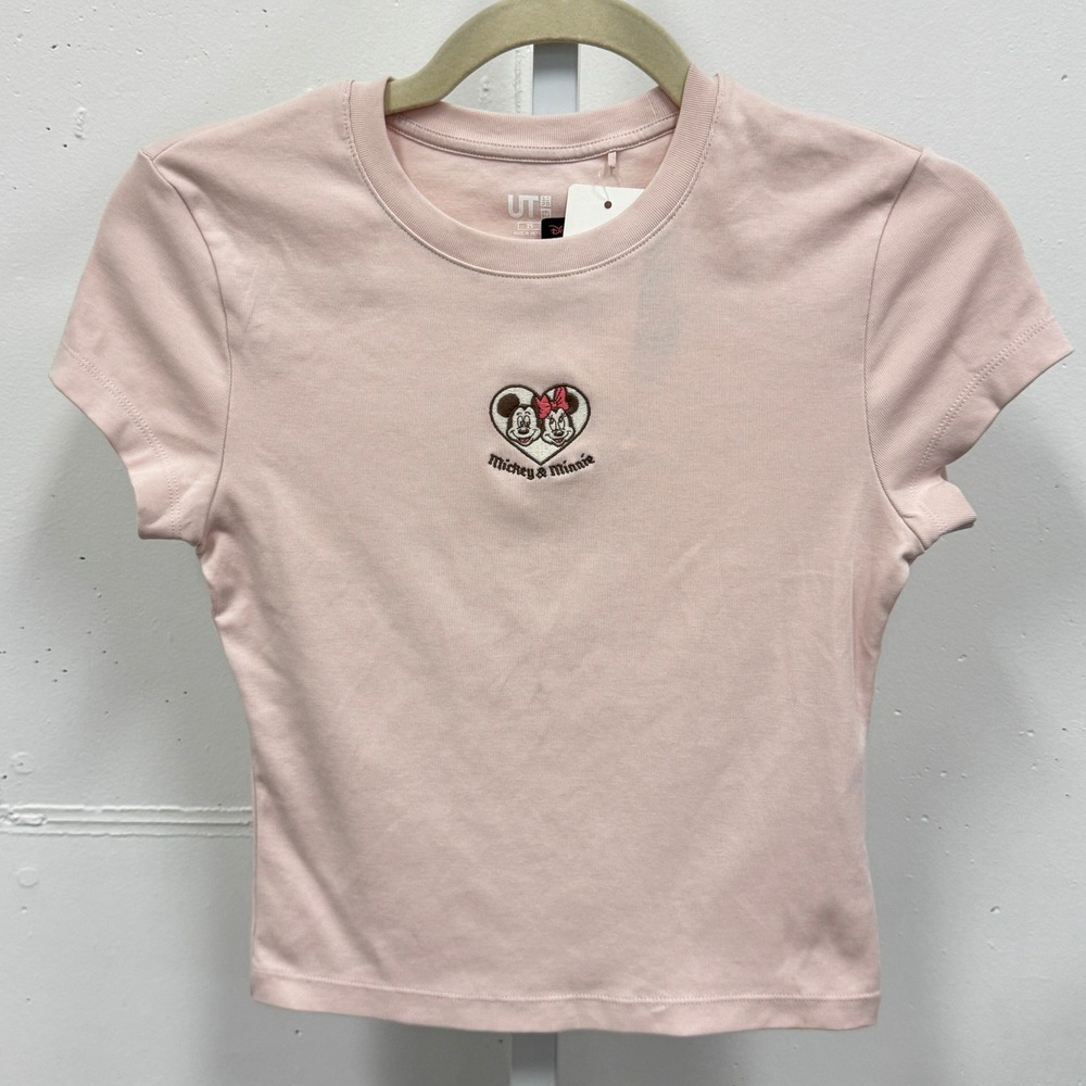 NWT Uniqlo Women's Disney Short Sleeve Crewneck‎ T-shirt Tee Top Light Pink XS